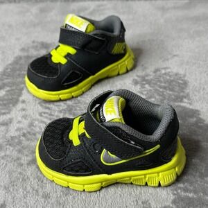 Nike Flex Advance Training Shoes Toddler Size 3C Black Neon Yellow Lightweight‎